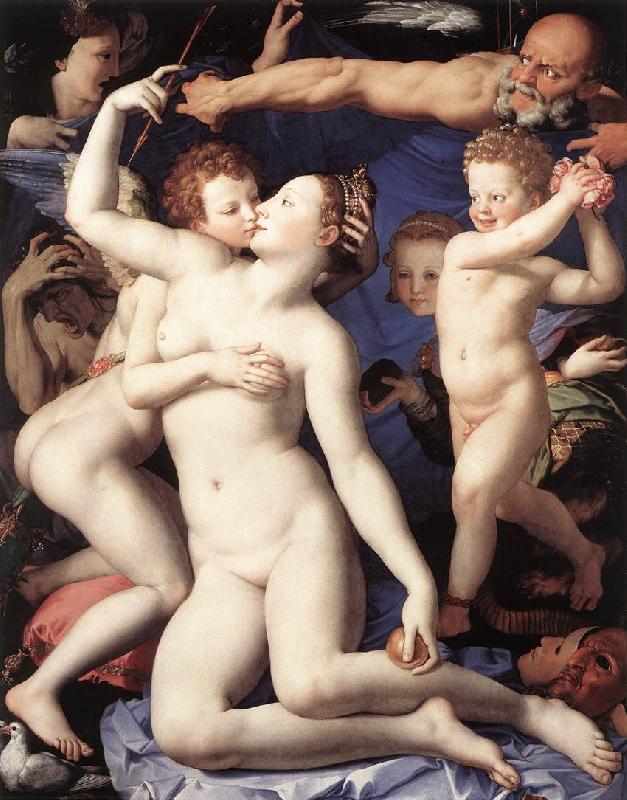 BRONZINO, Agnolo Venus, Cupide and the Time (Allegory of Lust) fg France oil painting art